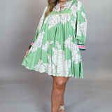 Underneath it All Floral Print Jersey Knit Cuff Dress, Green
