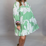 Underneath it All Floral Print Jersey Knit Cuff Dress, Green