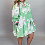 Underneath it All Floral Print Jersey Knit Cuff Dress, Green