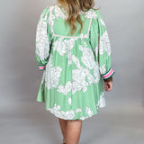 Underneath it All Floral Print Jersey Knit Cuff Dress, Green