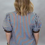 Entro Undo Me brown striped V-neck top, back view