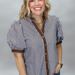 Entro Undo Me brown striped V-neck top, alternate view