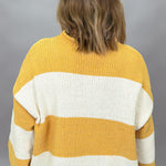 POL mustard and ivory mock neck sweater, alternate product view