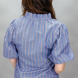 Paint The Town Blue V-neck Stripe Colorblock Top