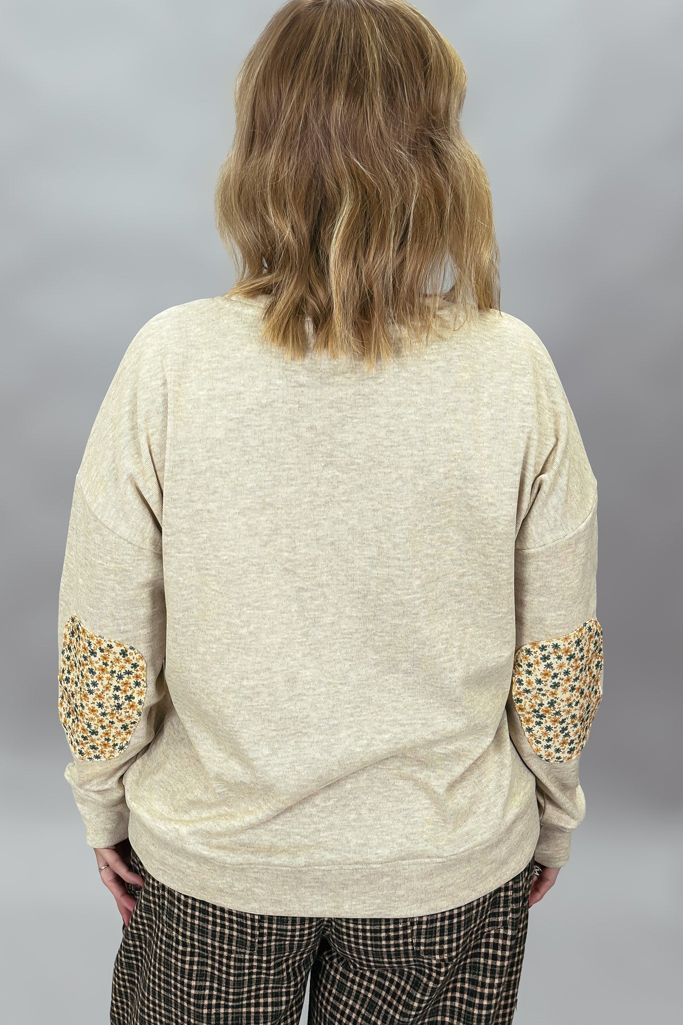 Staccato oatmeal floral patch sweatshirt, alternate product view