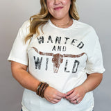 Wanted and Wild Cow Skull Mineral Wash Tee