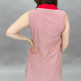 Weak-end Collard V-neck Stripe Dress, Red