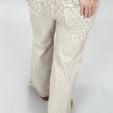 What If I Told You Diamond Patterned Straight Jeans, Taupe