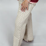 What If I Told You Diamond Patterned Straight Jeans, Taupe
