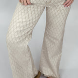 What If I Told You Diamond Patterned Straight Jeans, Taupe