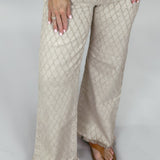 What If I Told You Diamond Patterned Straight Jeans, Taupe