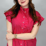 Where Were You Ruffle Hem Stripe Top, Red