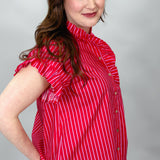 Where Were You Ruffle Hem Stripe Top, Red