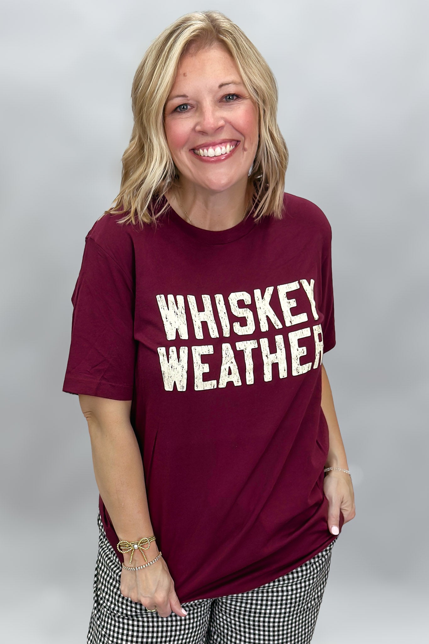 Southern Fried Design Barn fuchsia Whiskey Weather t-shirt, styled