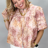 Wide Open Spaces Tiered Panel Puff Sleeve Top, Pink