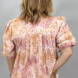 Wide Open Spaces Tiered Panel Puff Sleeve Top, Pink