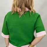 World, Hold On Cheetah Short Sleeve V-neck Cardigan, Green