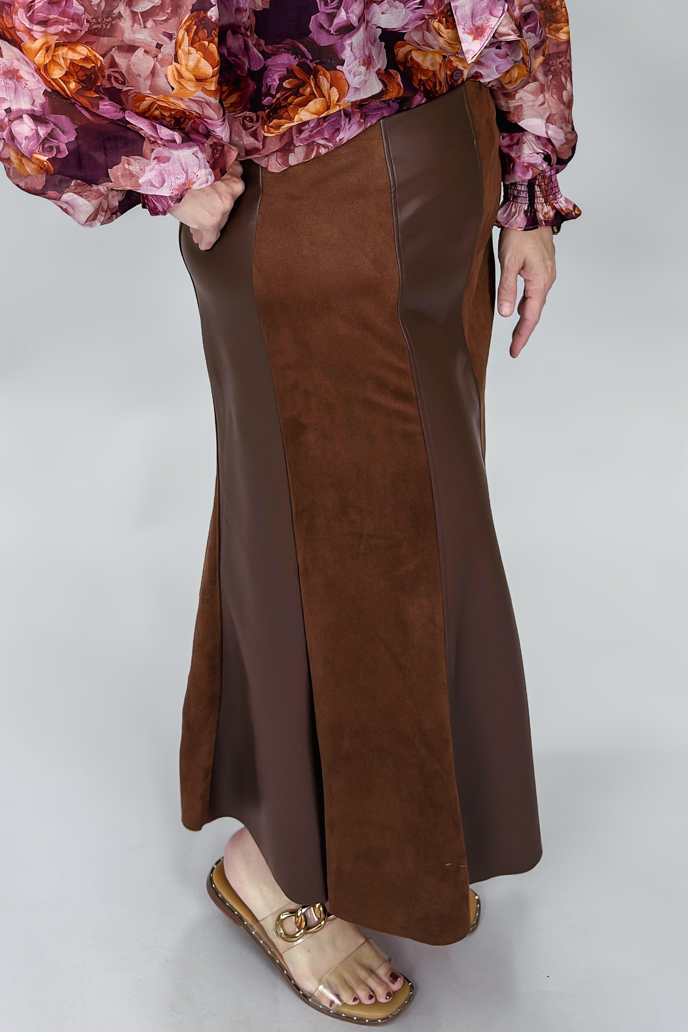 Worth The Walk brown leather maxi skirt from THML