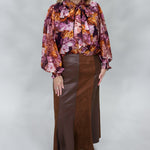 THML Worth The Walk brown leather maxi skirt