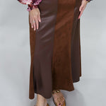 Brown leather maxi skirt by THML in a full-length silhouette
