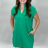 You Really Got Me Green Scallop Sleeve Midi Dress