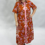 You Shoulda Seen Her Button Down Floral Midi Dress, Orange