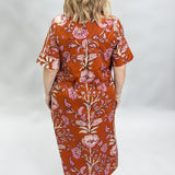 You Shoulda Seen Her Button Down Floral Midi Dress, Orange