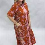 You Shoulda Seen Her Button Down Floral Midi Dress, Orange
