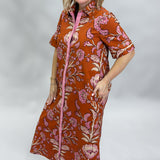 You Shoulda Seen Her Button Down Floral Midi Dress, Orange