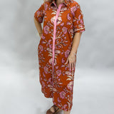 You Shoulda Seen Her Button Down Floral Midi Dress, Orange