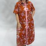 You Shoulda Seen Her Button Down Floral Midi Dress, Orange