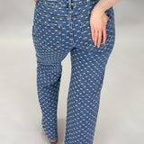 Young Love High Rise Wide Leg Bow Jeans