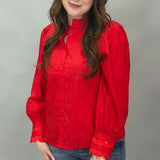 Ziana Button Down Shirt, Red