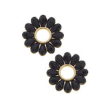 Earring, Faye Glass Flower, Black