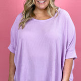 Hey Baby Ribbed Batwing Top, Lilac