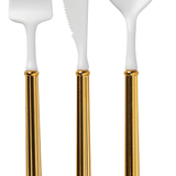 Reusable Cutlery 24 Set, White/Gold