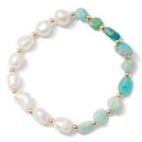 Bracelet, Pearl & Stone, Aqua/Gold