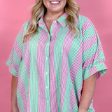 Real Small Town Seersucker Button-Up Stripe Top