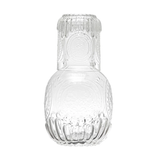 Embossed Glass Carafe w/Drinking Glass