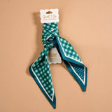 Twirl & Tie Accent Scarf, Green Gingham