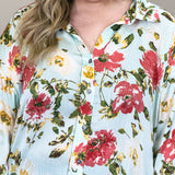 All My Loving Floral Print Button Up High-Low Top