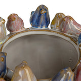 Birds on Rim Stoneware Planter