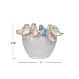 Birds on Rim Stoneware Planter