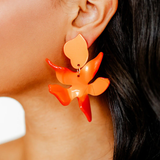 Earring, Flora, Metallic Orange