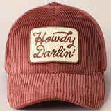 Howdy Darlin Corduroy Cap, Rose