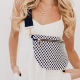 Westlyn Woven Bum Bag, Checkered Navy
