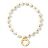 Bracelet, Pearl & Bead, Heart Charm, Gold