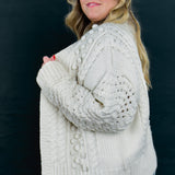 Thank You Next Pom Pom Sweater Cardigan, Cream