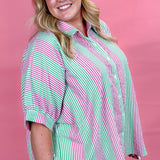Real Small Town Seersucker Button-Up Stripe Top