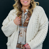 Thank You Next Pom Pom Sweater Cardigan, Cream